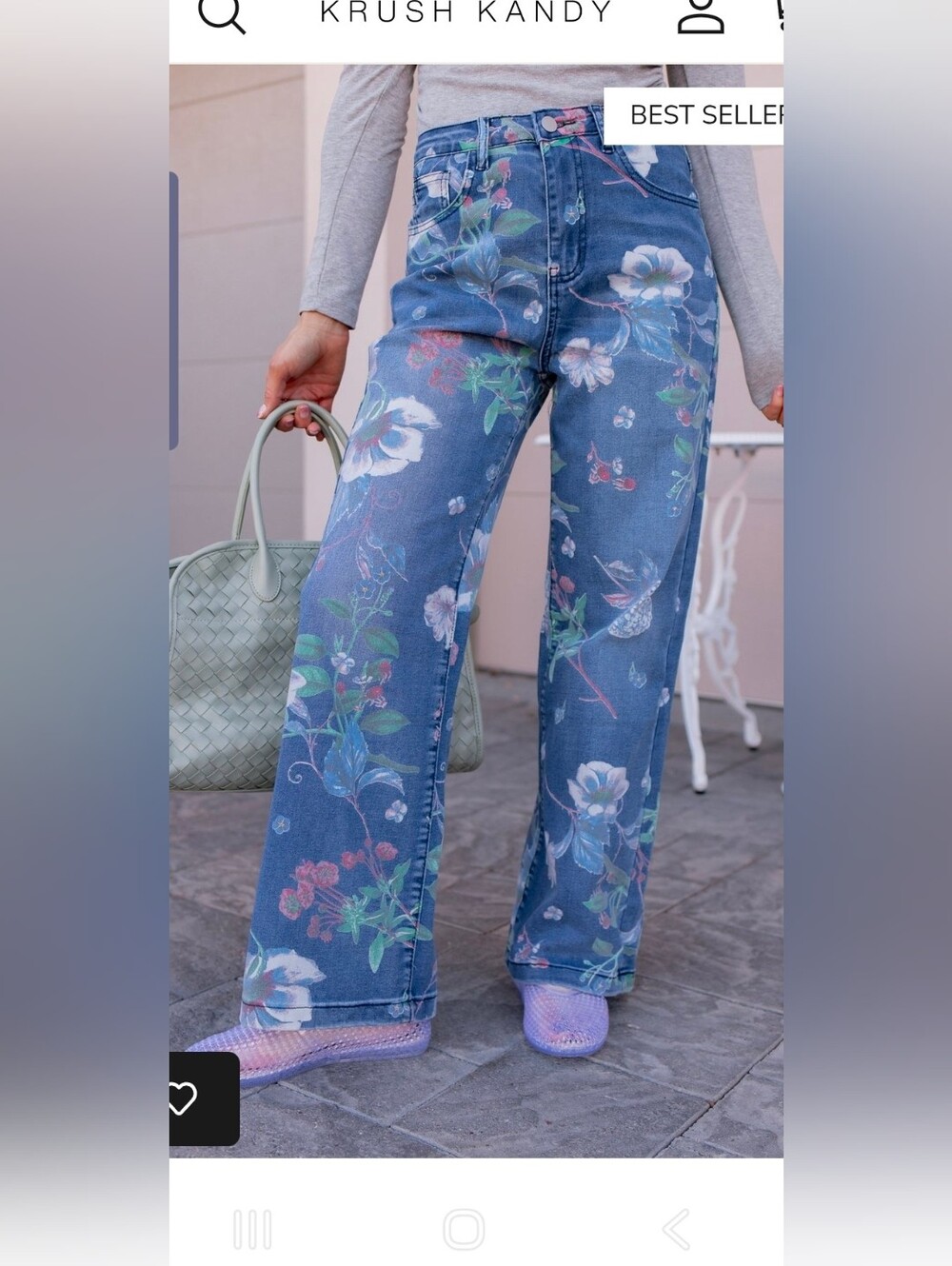 Krush Kandy Floral Wide Leg Denim Jeans